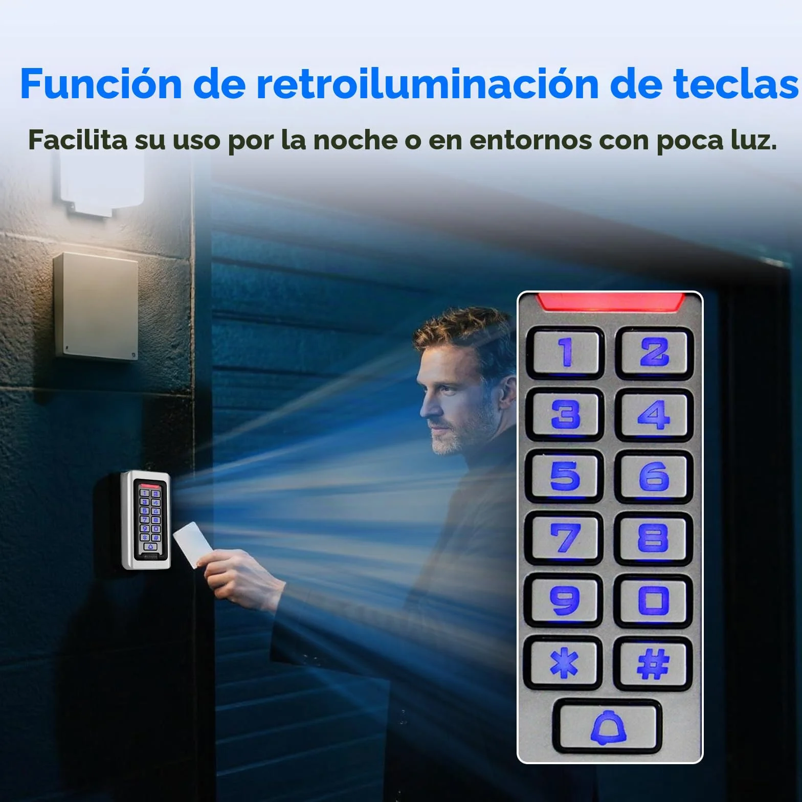 Retekess T-AC03 Control de Acceso Puerta, Teclado Acceso Impermeable IP68, Teclado Táctil Proximidad para RFID Sistema de Control de Acceso 125KHz Retroiluminación 2000 ID Wigan 26 Garaje Departamento