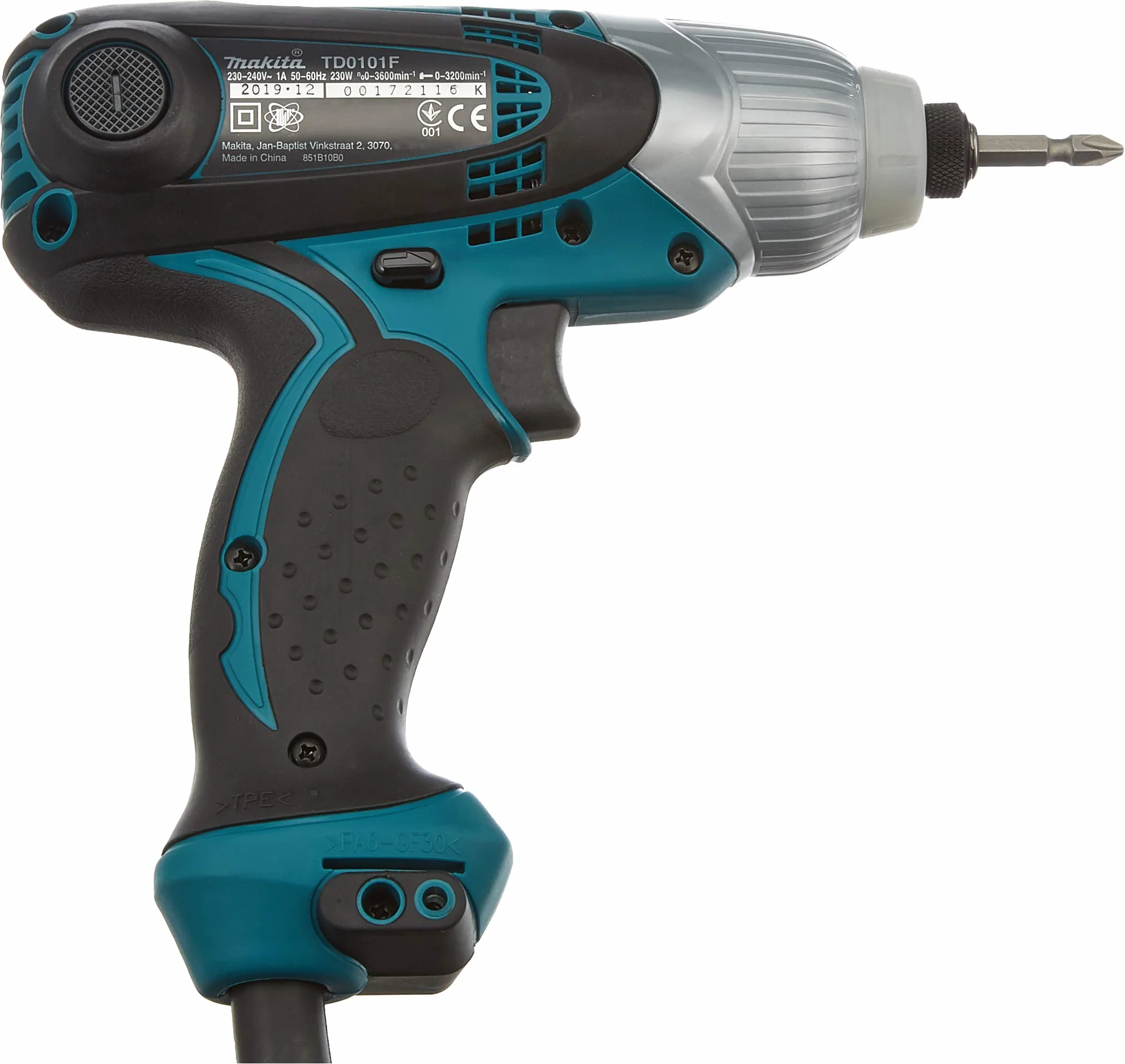 Makita TD0101F atornillador, 230 W, Negro/Azul
