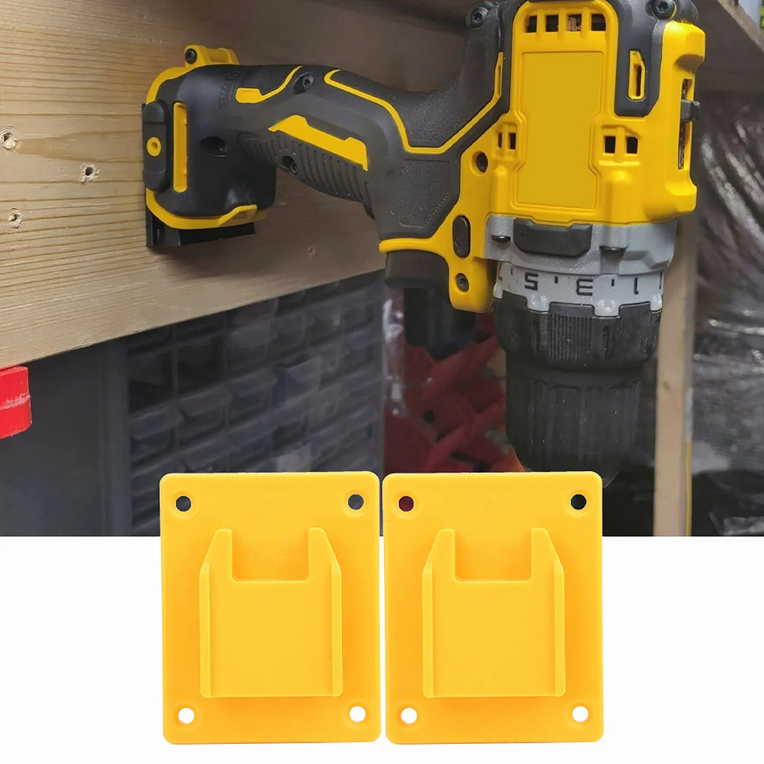 Fafeicy Base de Soporte de 2 Piezas, Base de Soporte de máquina de Herramientas eléctricas, Adecuado para M18 18V/DEWALT 20V(Amarillo)