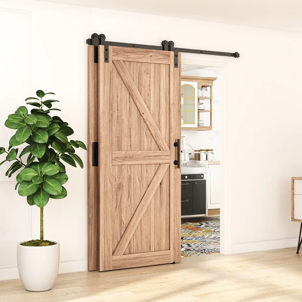 WINSOON 5FT/150cm Puerta Corredera Herrajes Puertas Correderas Kit para Doble Bypass Guia Puertas Correderas Plegable de Interior, Forma I, Puertas no incluidas