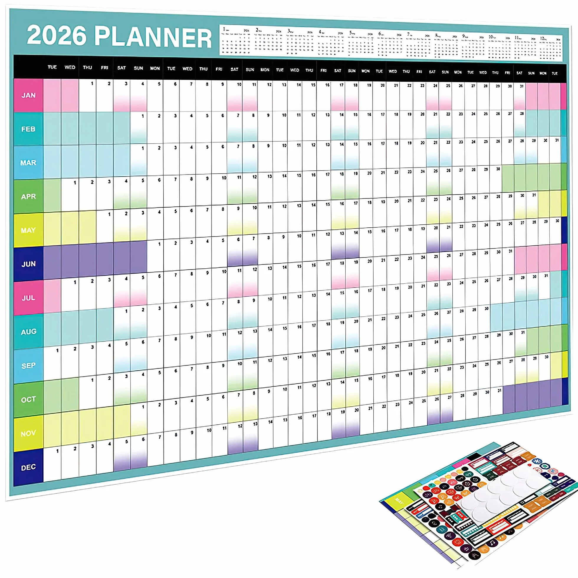 Agenda de pared 2026 A1 88 x 58 cm calendario anual grande Morandi vacaciones
