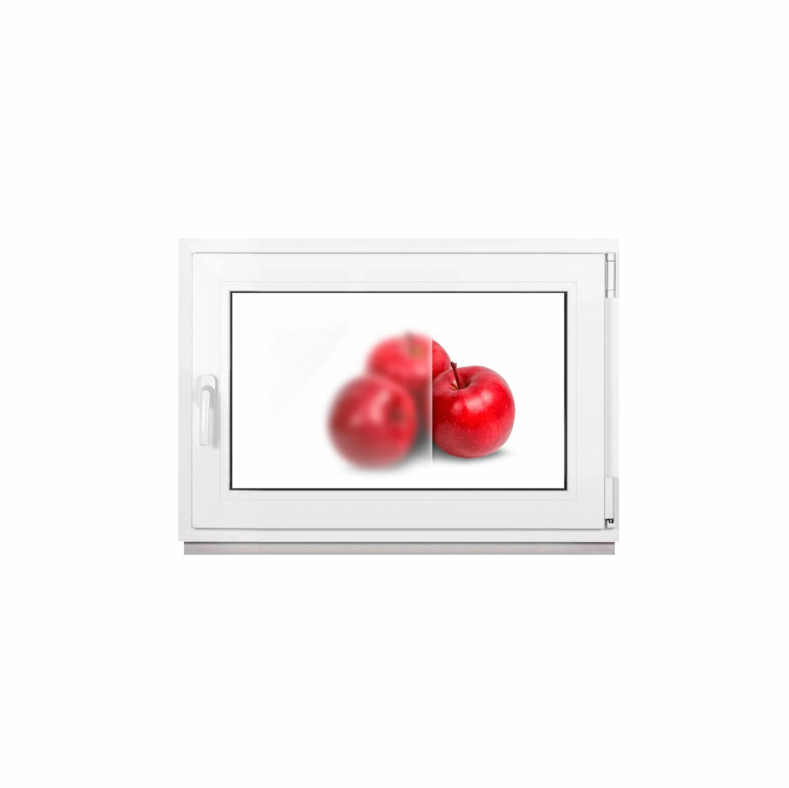 Ventana para sótano de plástico, cristal esmerilado blanco satinado, ancho x alto 70 x 40 cm (700 x 400 mm), 2 vías (32 mm), inclinación giratoria DIN derecha (mango izquierdo)