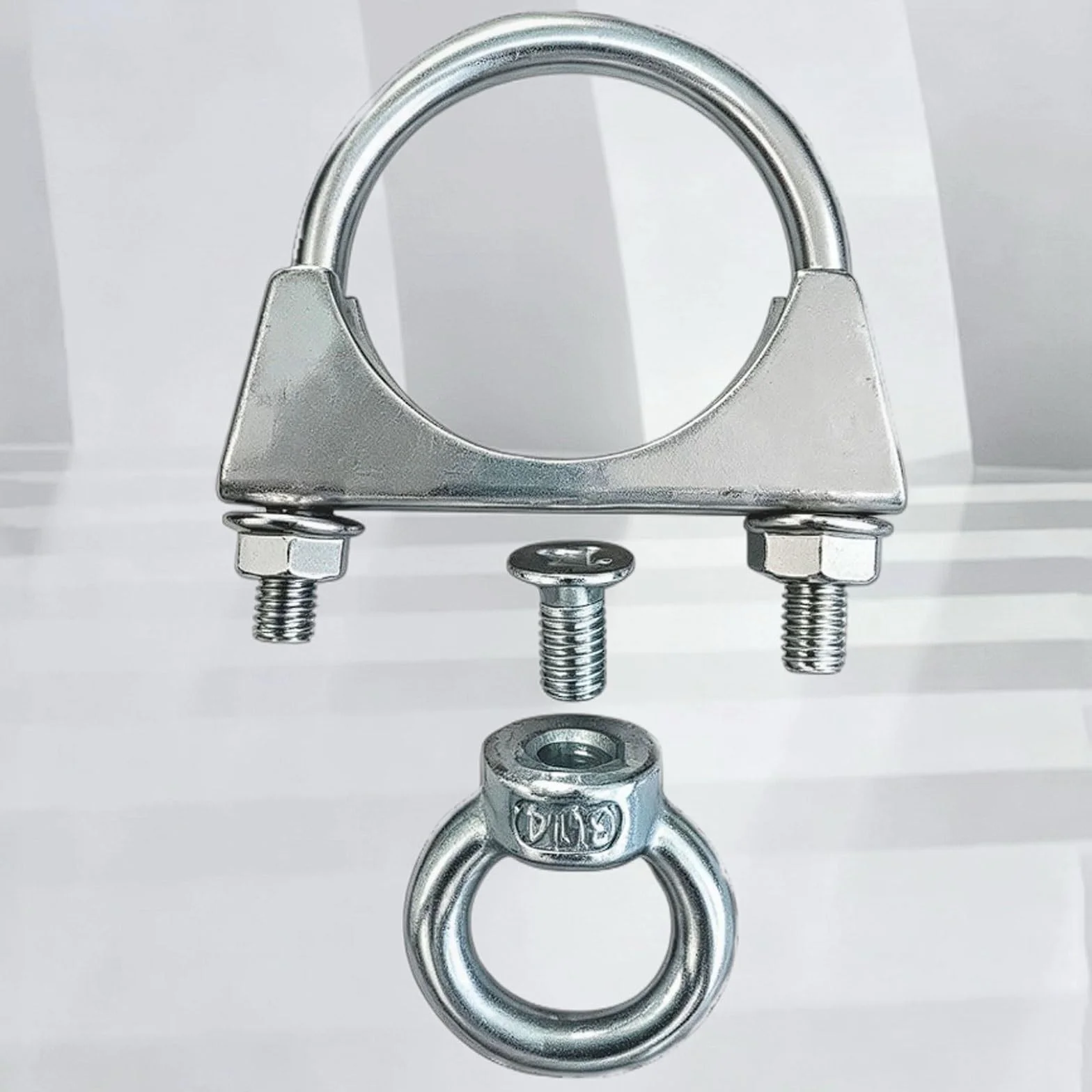 Abrazaderas para tuberías de acero inoxidable 304 con anillos elevación redondos giratorios, 4 juegos soportes para, ganchos fijación, abrazaderas cilíndricas(48MM)