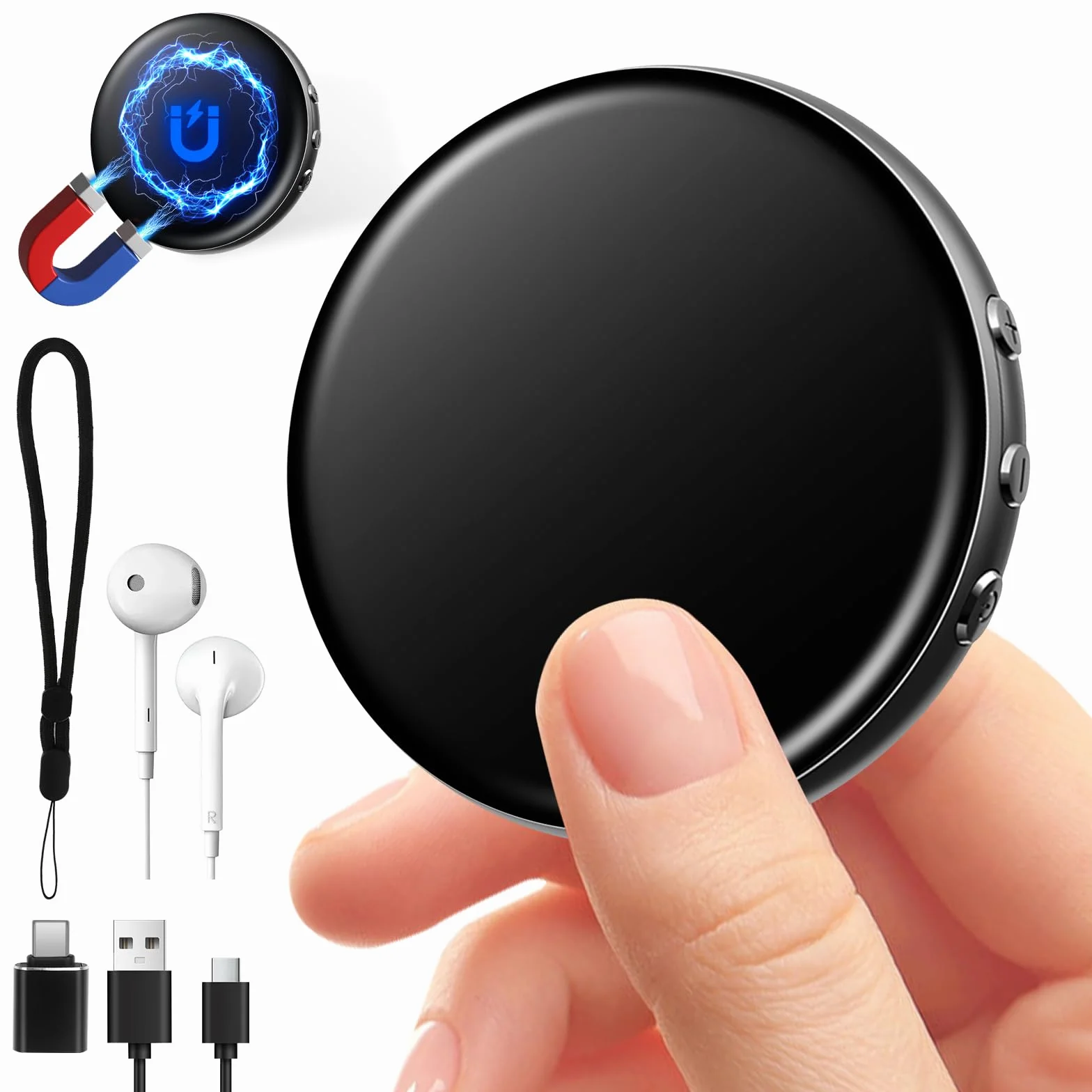 Grabadora de Voz 64GB Mini, Grabadora Digital USB C con Reducción de Ruido