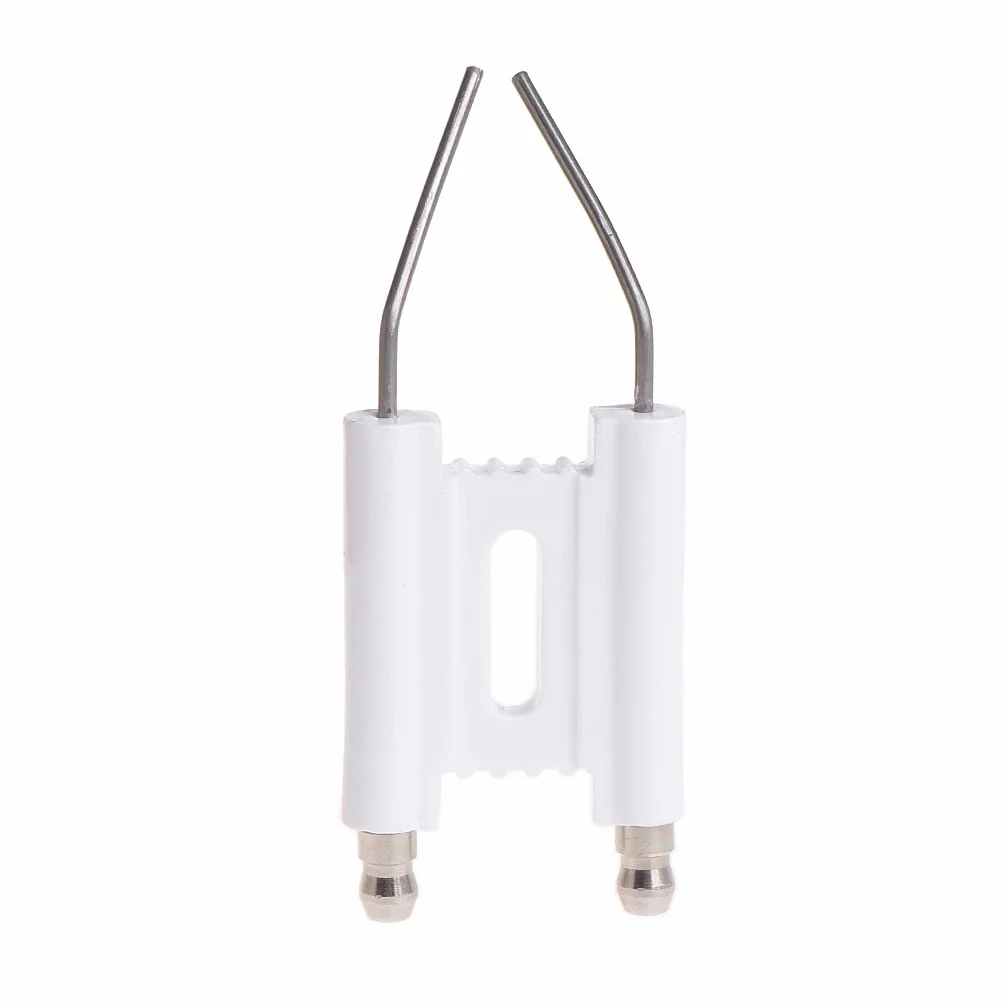 Electrodo de Encendido de Chispa de cerámica de Doble Varilla, máquina de combustión, Estufa de Gas y Combustible, electrodo de Encendido, Blanco + Plata