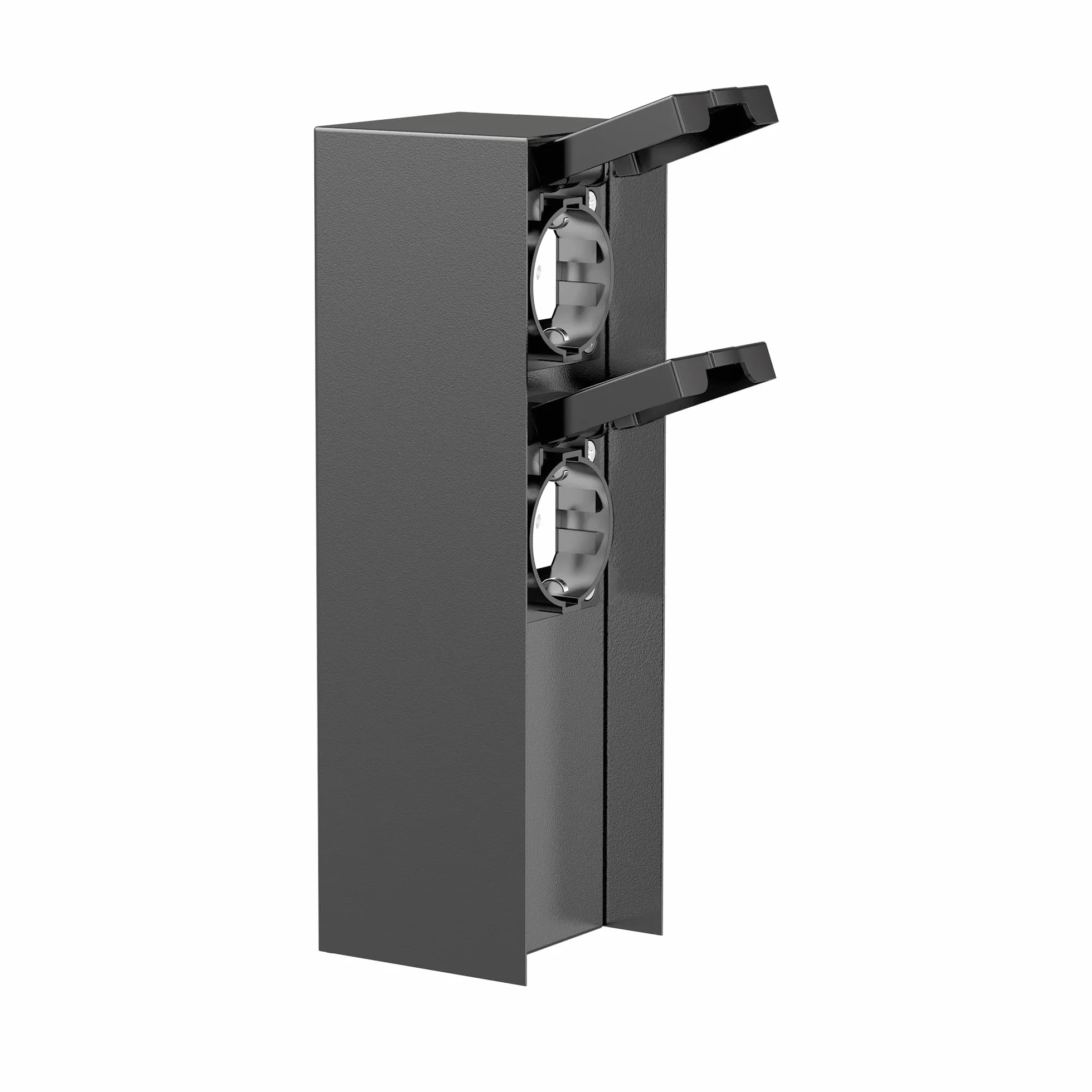 ledscom.de 2 pzas. Toma de jardín Pilar POMI para Exterior, IP44, 2 vías, Acero Inoxidable, Antracita, Cuadrada, 23 cm