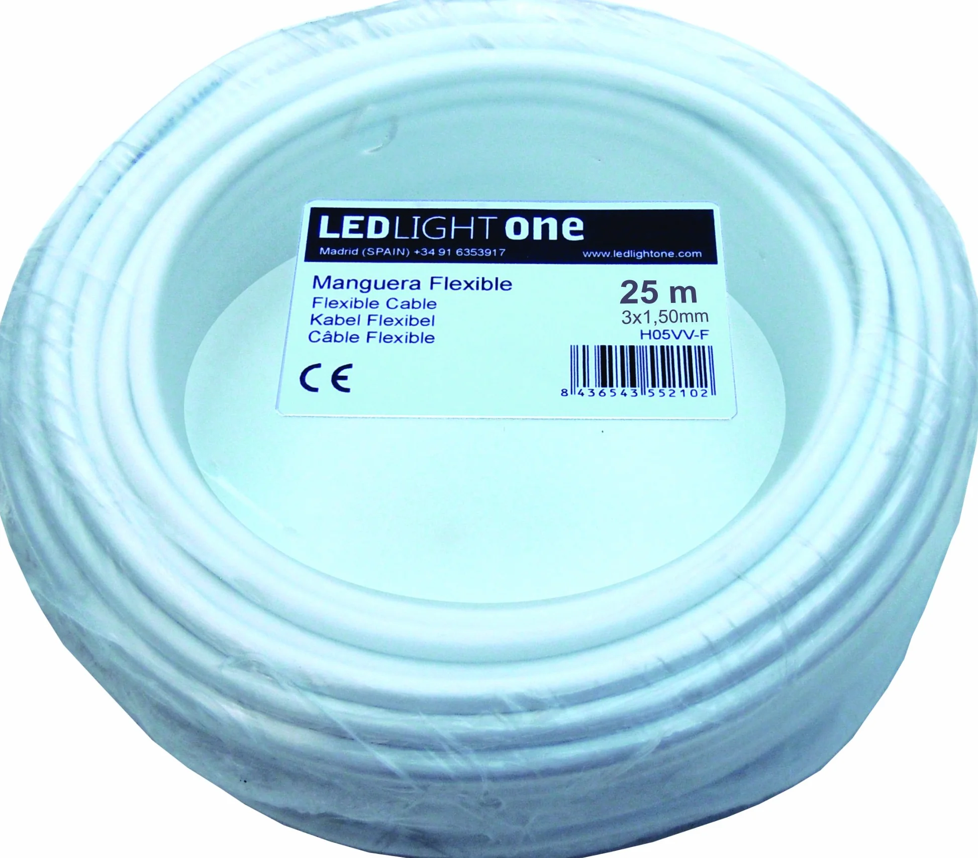 Cable Eléctrico H05VV-F Manguera 3x1,5mm 25m Blanco, Tensión de Servicio 500v, Temperatura Máxima de Trabajo 70º, para Instalaciones Fijas y Móviles en Locales Domésticos y Oficinas