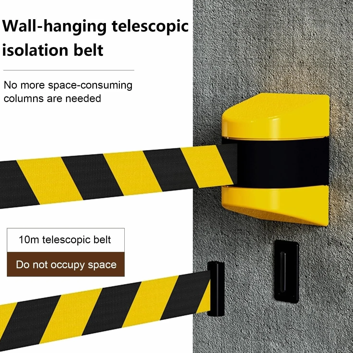 Barrera De Seguridad Retráctil De Pared De 5 M De Longitud con Soporte Y Kit De Montaje. Disponible En Negro, Rojo Y Amarillo. Ideal para Aeropuertos, Eventos, Escuelas Y Espacios