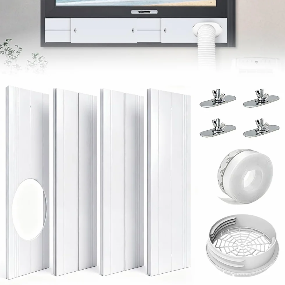 Kit Ventana Corredera Aire Acondicionado Portatil, 4 Piezas Kit de Ventilación de Ventanas de Aire Acondicionado Portátil, Kit Ventana Aire Acondicionado para Ventana de 43-140cm