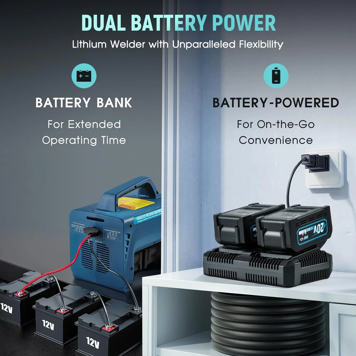 Máquina de soldar inalámbrica, soldador inversor portátil alimentado por batería para talleres de reparación y construcción