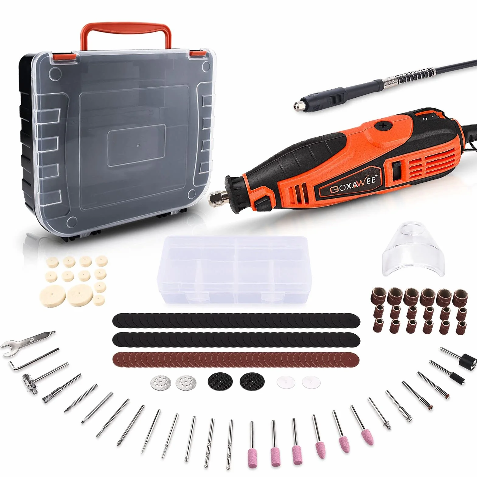 GOXAWEE Herramienta Rotativa de 135 W, Kit de Multiherramienta con 181pcs Accesorios, 8000-35000 RPM Ajuste de Velocidad, Mini Amoladora Eléctrica para Grabar, Cortar, Pulir, Proyectos de Artesanía