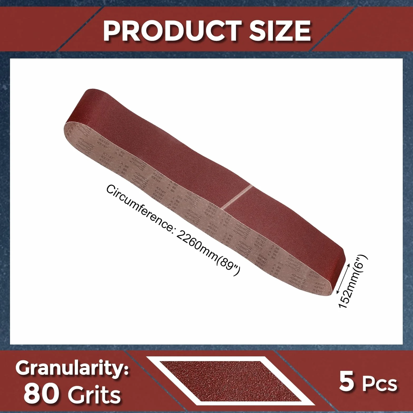 5 Pcs Bandas De Lijado 152mm x 2260mm 80 Grit Lija De Óxido De Aluminio Para Lijadora De Banda Esmerilado De Metal Trabajo En Madera Eliminación De Óxido