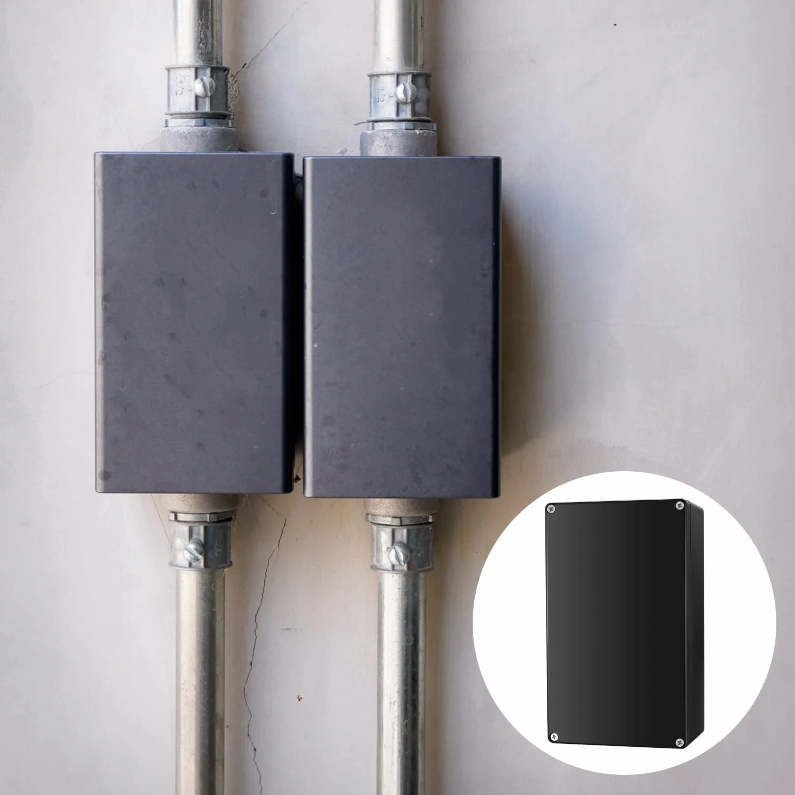 Caja de Conexiones Estanca IP56 Exterior Electrica, Caja de Conexiones de Plástico Conectores de Cable para Iluminación de Exteriores (Negro 20X12X7.5CM)