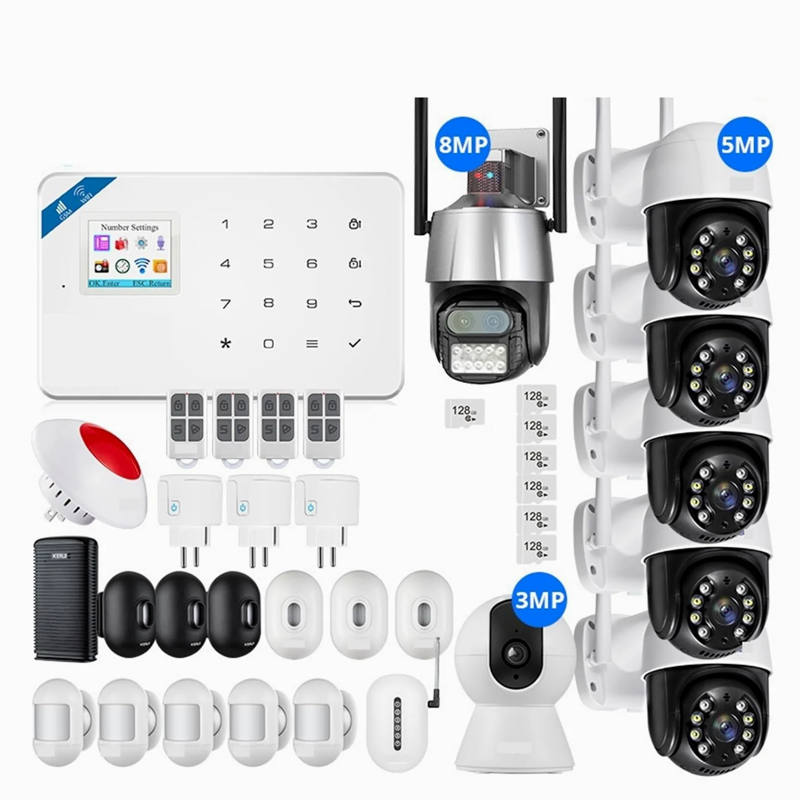 Sistema De Alarma W181, Unidad Central, Alarma WIFI GSM, Sensor De Puerta Inalámbrico Inteligente, Soporte Antirrobo, Control De Aplicaciones(KIT 2)
