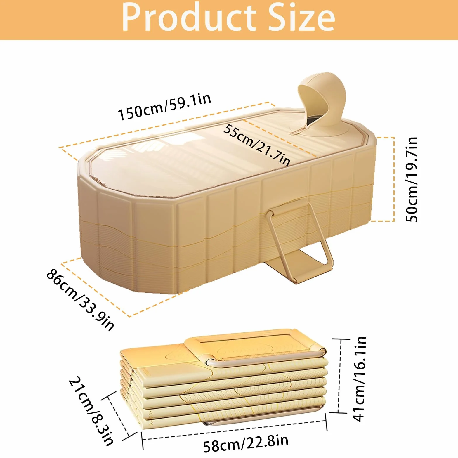 Bañera Plegable Para Adultos, 2 En 1 Baño De Hielo Y Agua Caliente, 150x55x50 cm De Grosor Bañera Portátil Independiente Para Ducha Con Tapa Minipiscina Para Spa En Casa Baño De Hielo