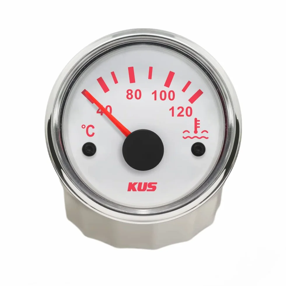 KUS - Indicador de temperatura del agua impermeable de 40 a 120º C con luz de fondo de 12 V/24 V 52 mm