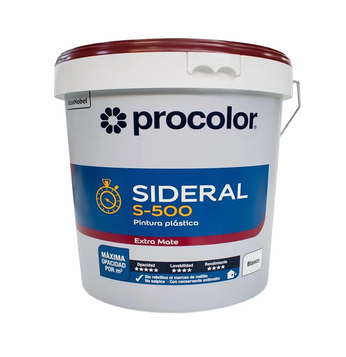 Pintura plastica Procolor Sideral S-500 blanco mate 15 lt