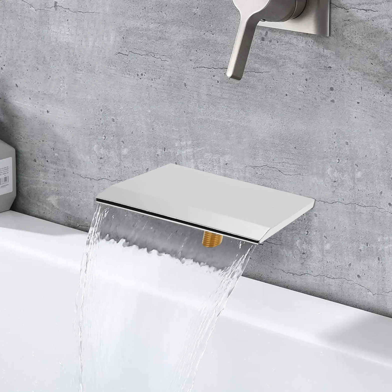 Pilipane Caño de Bañera de Cascada G1/2 Rosca Externa Gran Diámetro Montada en la Pared Acabado Plateado