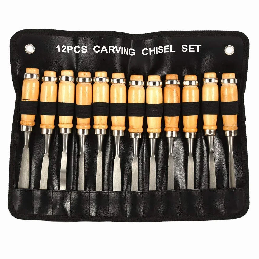 Juego de Cinceles para Madera, 12 Piezas, Cuchillo para Tallar Madera Profesional