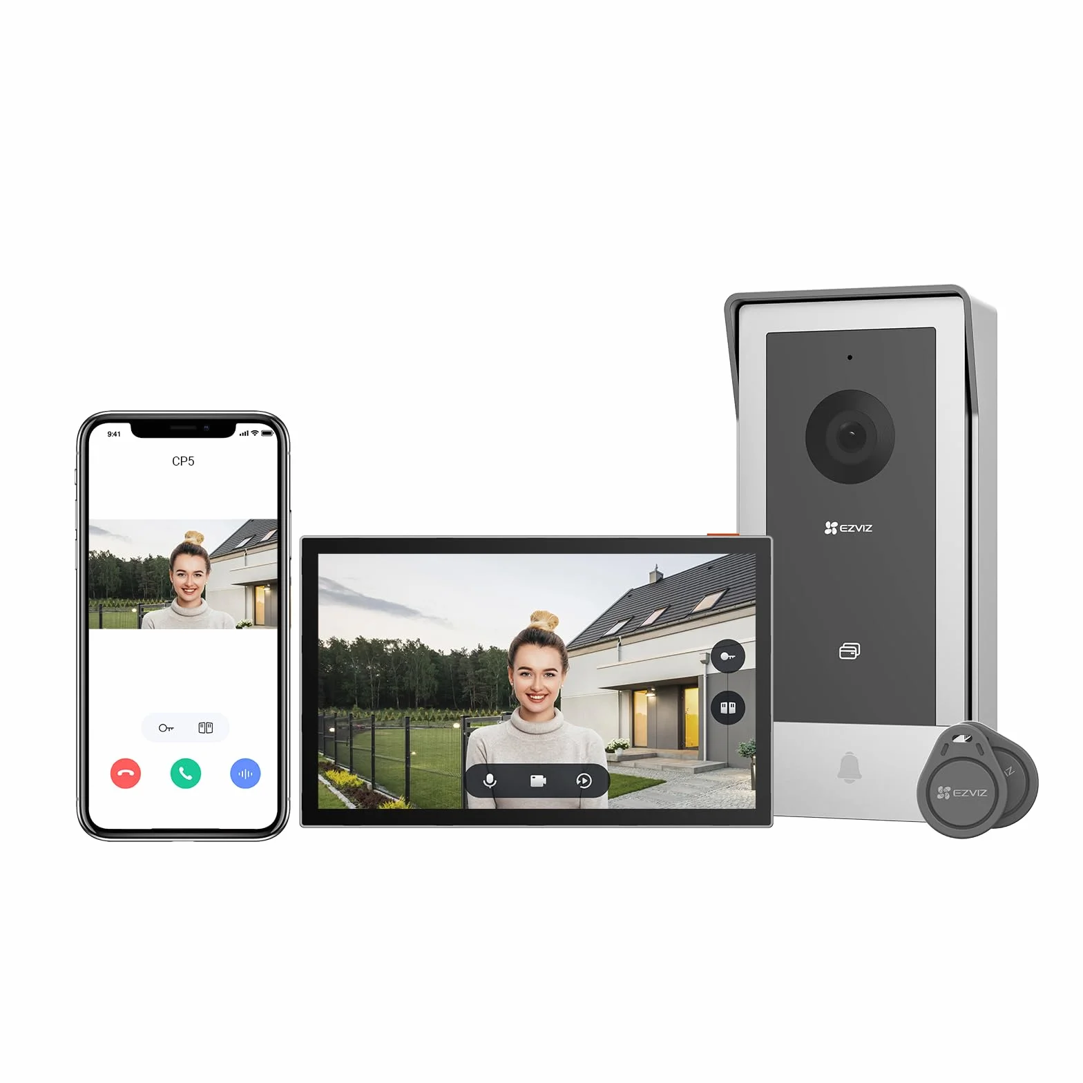 EZVIZ Videoportero WiFi Sistema de Intercomunicación 1080P, 7'' Monitor Táctil a Color,Timbre Video Mirilla 2 Hilos,Desbloqueo en Remoto,Audio Bidireccional,Doble Banda (2,4/5GHz), Diseño Delgado, CP5