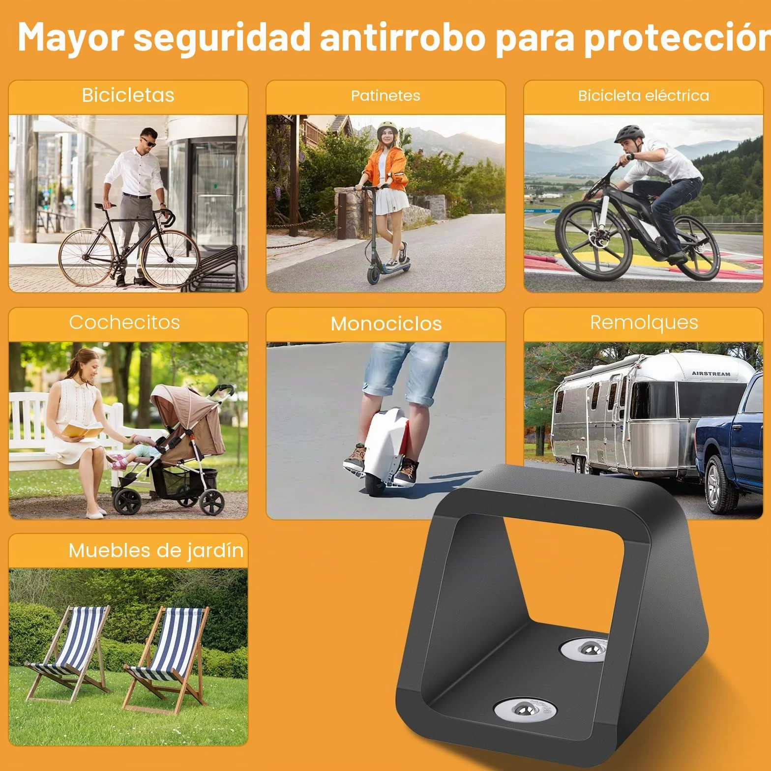 Anclaje de pared para bicicleta de acero de 5 mm de grosor, antirrobo, para bicicletas, con 4 juegos de tornillos de acero inoxidable 304, anclaje de pared estable