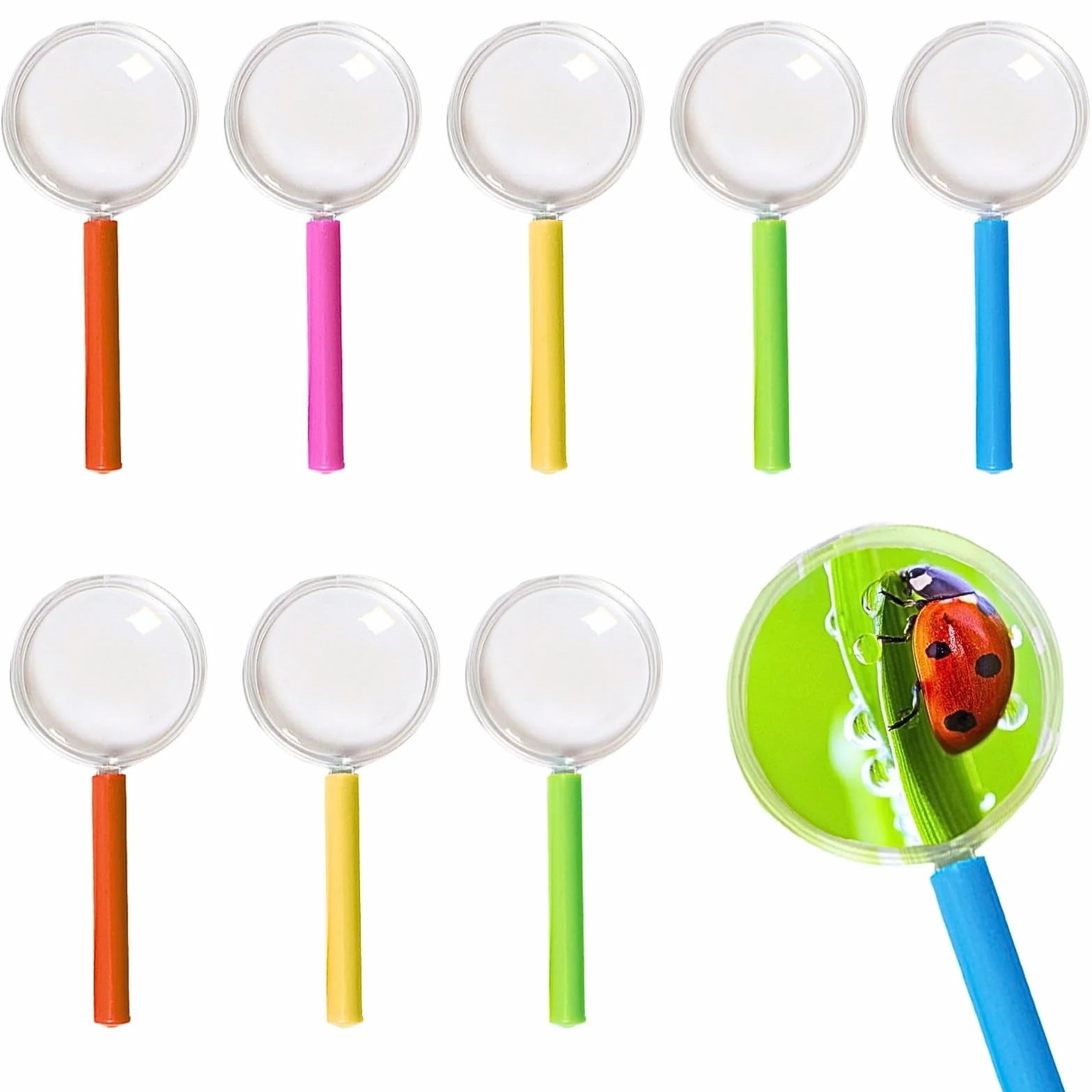 KEYRI 9 Piezas Lupas de Lectura Lupas de Plástico Portátil Mini Lupa de Mano Lupa para Leer Libros Observación Inspección Casa Escuela (9)