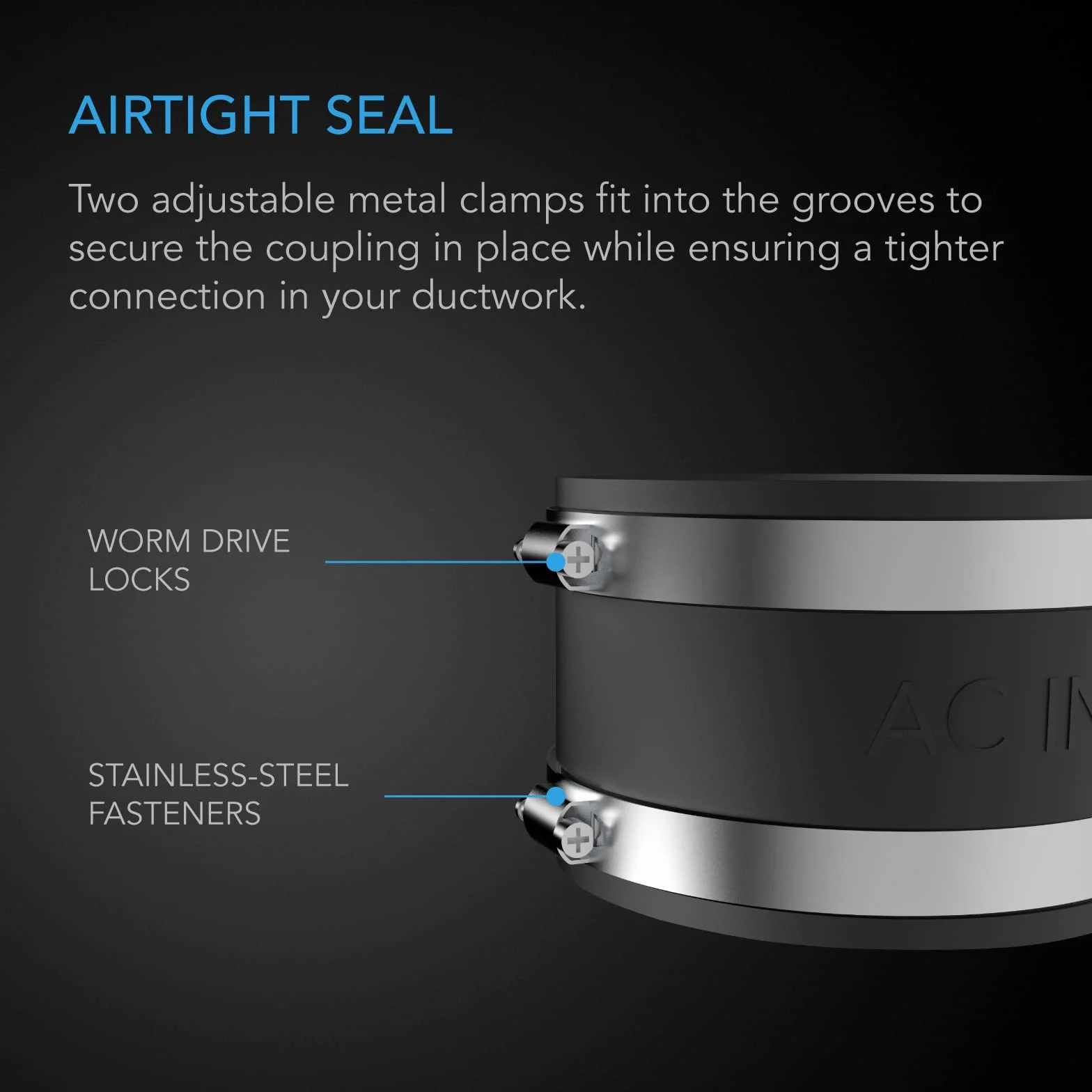 AC Infinity Abrazadera 200mm de reducción de ruido de, acoplador de conducto con abrazaderas de acero inoxidable, acoplamiento de goma flexible para ventiladores en línea y filtros de carbono en HVAC
