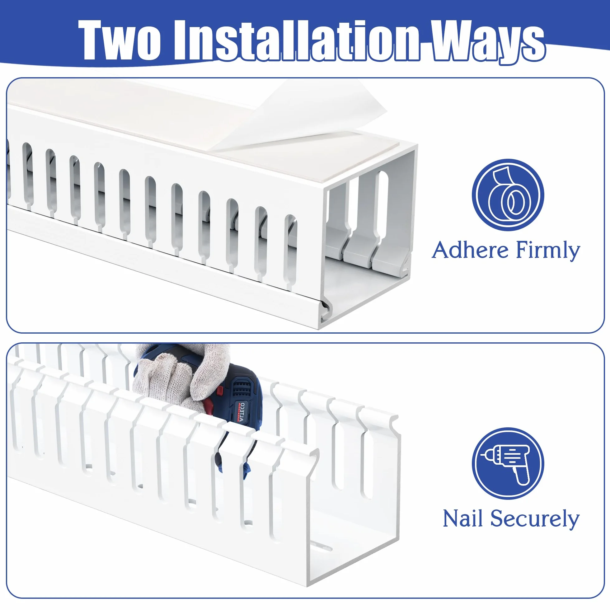 ZhiYo Canaleta de gestión de cables profesional de 167.6 cm (4 x 16.5 pulgadas de largo) para servidores, kit de conductos de cables de 2 pulgadas de alto x 2 pulgadas de ancho, conducto de alambre de