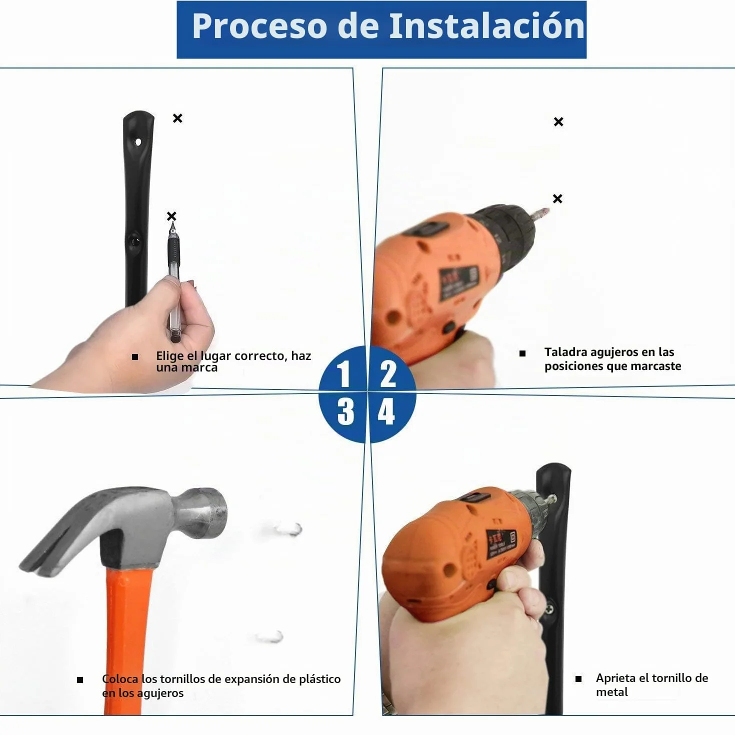 Ganchos para uso general de almacenamiento en el garaje de acero para servicio pesado, perchas en U para montaje en pared, para escaleras Otros artículos voluminosos (6 piezas, gancho de 7.2 ")