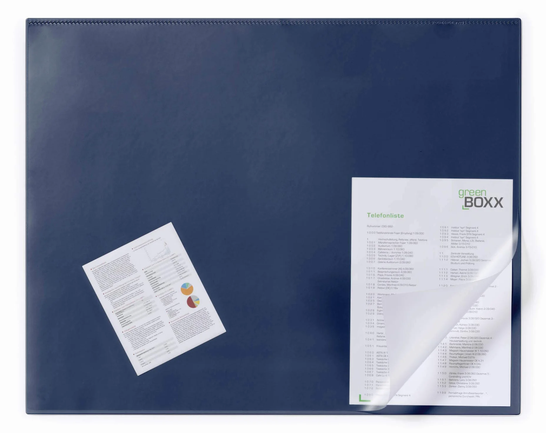 Durable 720307 Almohadilla de escritorio resistente (con recubrimiento transparente, 650 x 520 mm) 1 pieza, azul oscuro