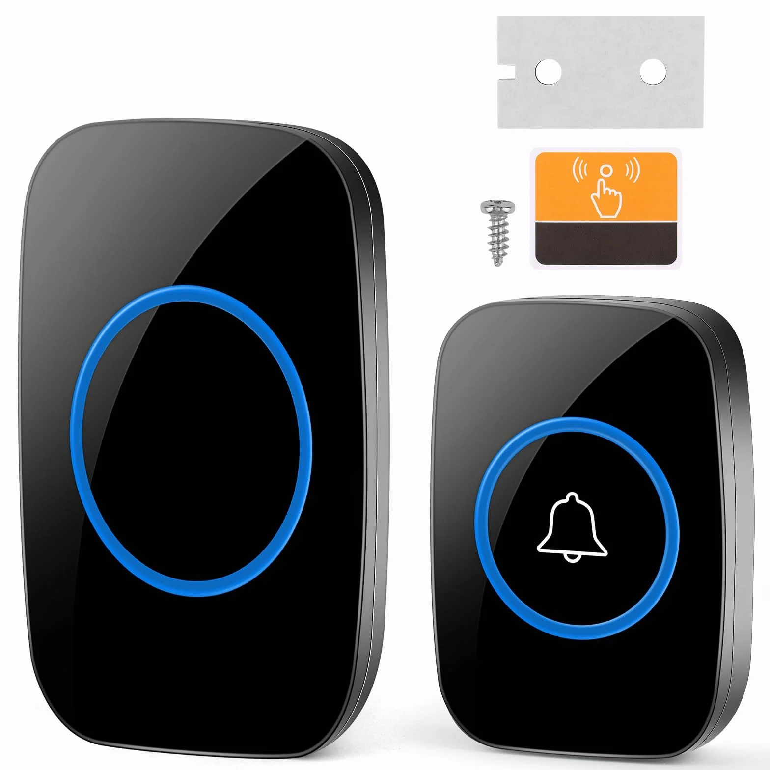 VFANDV Timbre Inalámbrico Exterior Impermeable, IP44 Impermeable Doorbell 300M, Kit de Timbre Inalambrico, 5 Niveles de Volumen y 60 Melodías, Indicador LED para Hogar, Salón, Oficina (Negro)