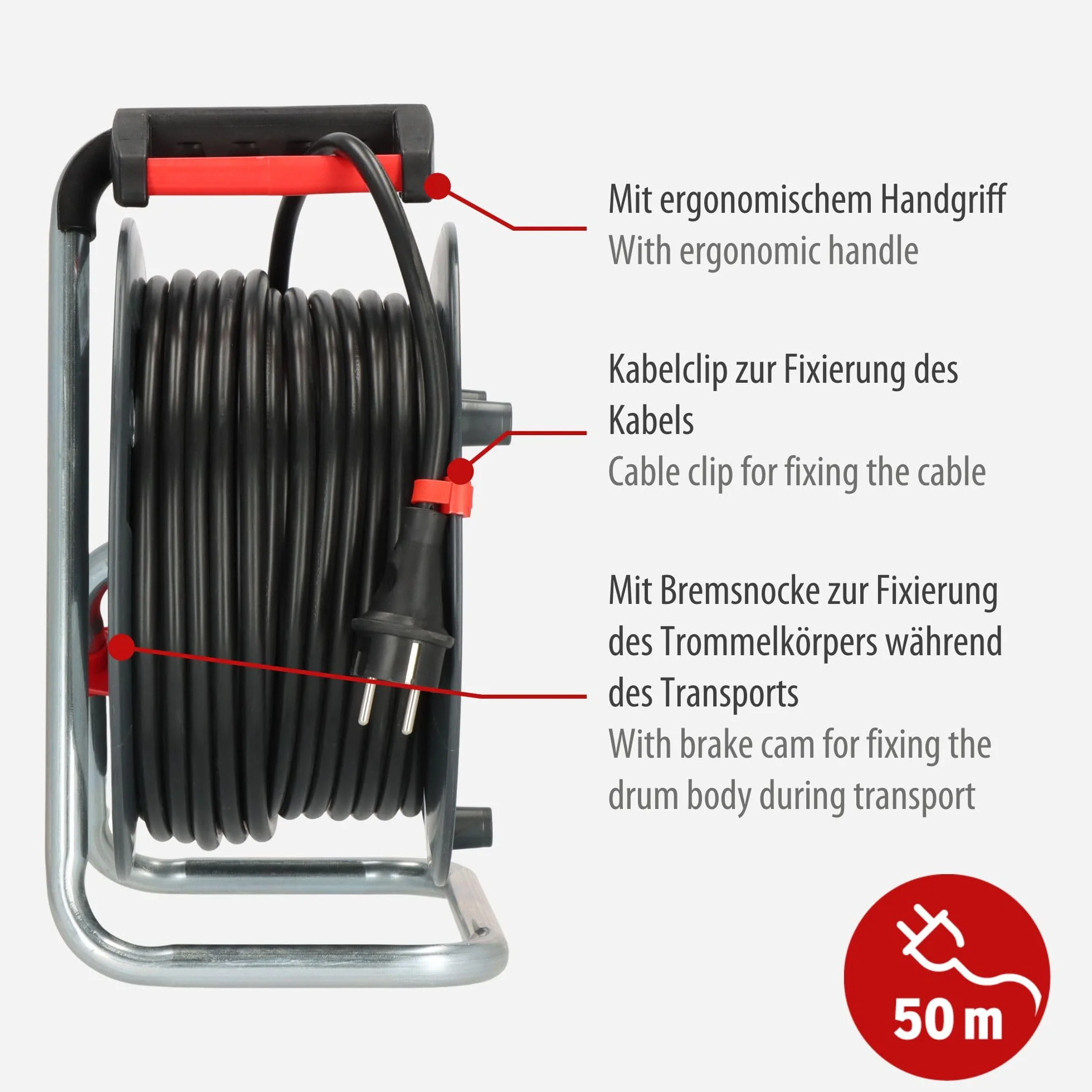 Brennenstuhl Garant V2 - Carrete alargador de cable (50 m, plástico especial, con protección contra sobrecalentamiento, fabricado en Alemania)
