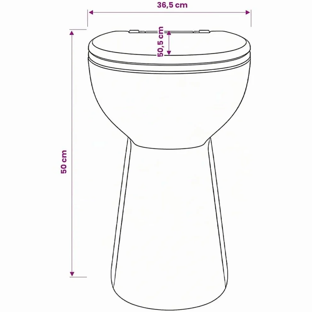 vidaXL Inodoro Sin Borde, Cerámica, Blanco, 50,5x36,5x50 cm, Asiento Soft-Close, Altura Extra Confort 7 cm, WC Compacto, Diseño Delgado, Baño, Descarga Higiénica