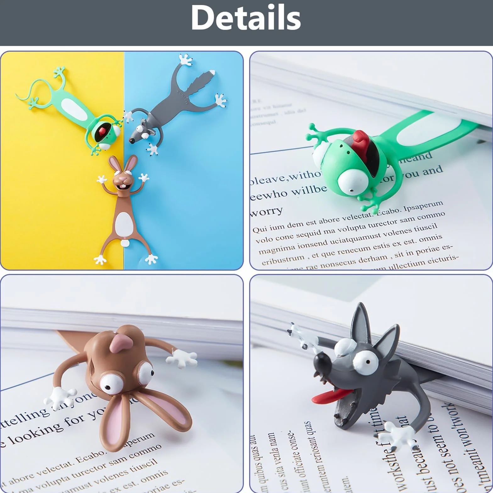 Outus 3D Marcapáginas de Animales de Dibujos Animados Lindos Marcadores de Libros Regalos para Profesores Lectura Oficina