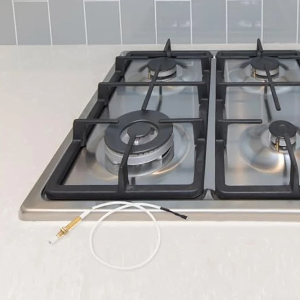 Paquete de 4 electrodos de aguja de encendido para estufa de gas, pieza de reparación de encendedor con cable para reemplazo de quemador de cocina incorporado (4)
