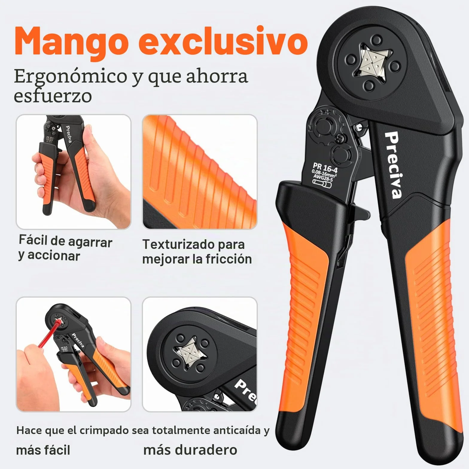 Preciva Crimpadora Terminales Electricos 0,08-16 mm² con Terminal de 1300 con un solo cable y dos cables, Juego de alicates de corte, ajustables, para la industria, Alicates de corte bricolaje