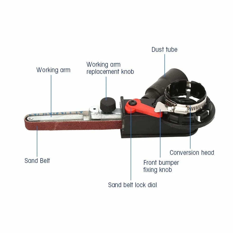 Adaptador de Mini Lijadora de Banda, Fácil de Instalar, Adaptador de Cabezal de Lijado para Lijadora de Banda, Herramienta de Pulido Profesional para Amoladora Angular, Accesorio