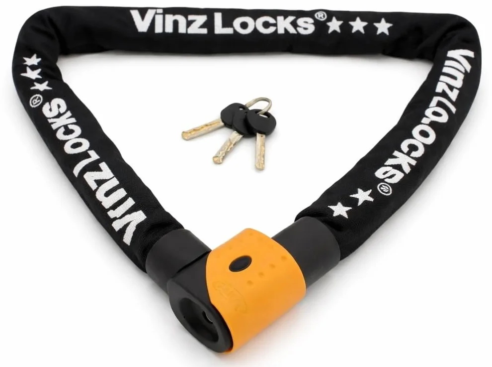 VINZ Jannu Candado de Scooter | Antirrobo con Llave | Homologada ART 3 | Testado Acero Endurecido ø10mm | Candado de Cadena para Motos & Scooters - 100cm