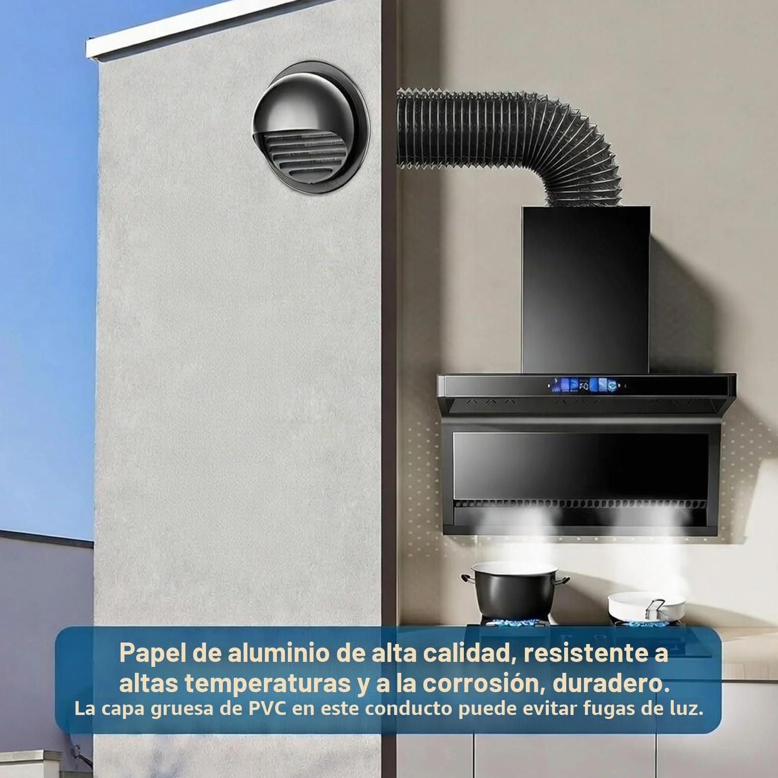 Tubo Aire Acondicionado Portatil, Flexible Manguera Ventilación 150 mm, 300 cm Manguera Escape Aluminio, PVC Conductos Ventilación para Extractores, Climatizadores, Secadoras, Campanas, Negro