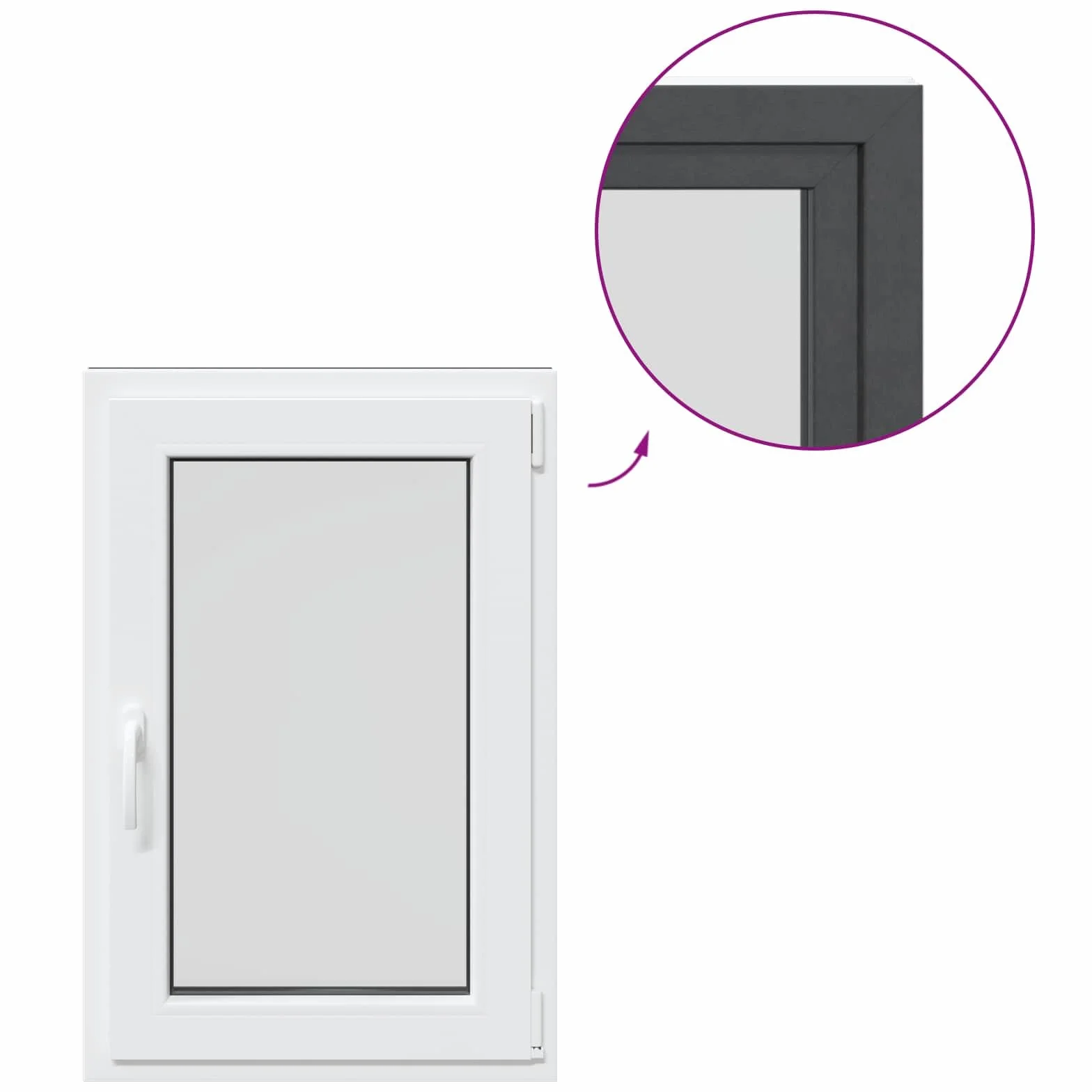 vidaXL Ventana de sótano RISOR 60 x 80 cm PVC y Vidrio Gris Antracita, Sótano, Aislante Térmico Moderno y Duradero para Ventanas Eficientes, Accesorios de Vidrio PVC Aislantes