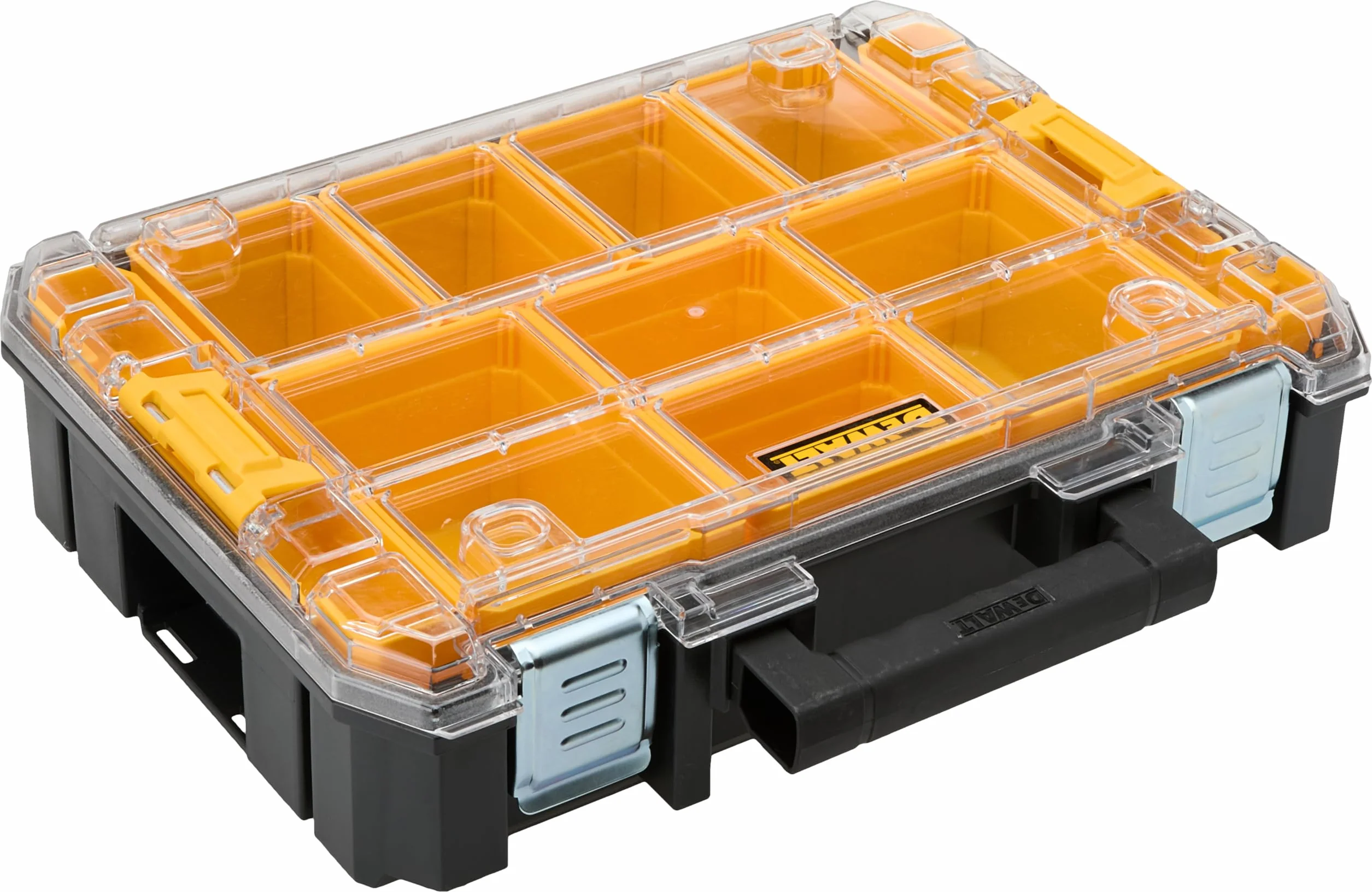 DEWALT DWST82968-1, Organizador con tapa transparente TSTAK V, IP54, Volumen 7,8L, Para piezas pequeñas y accesorios, Tapa de policarbonato transparente