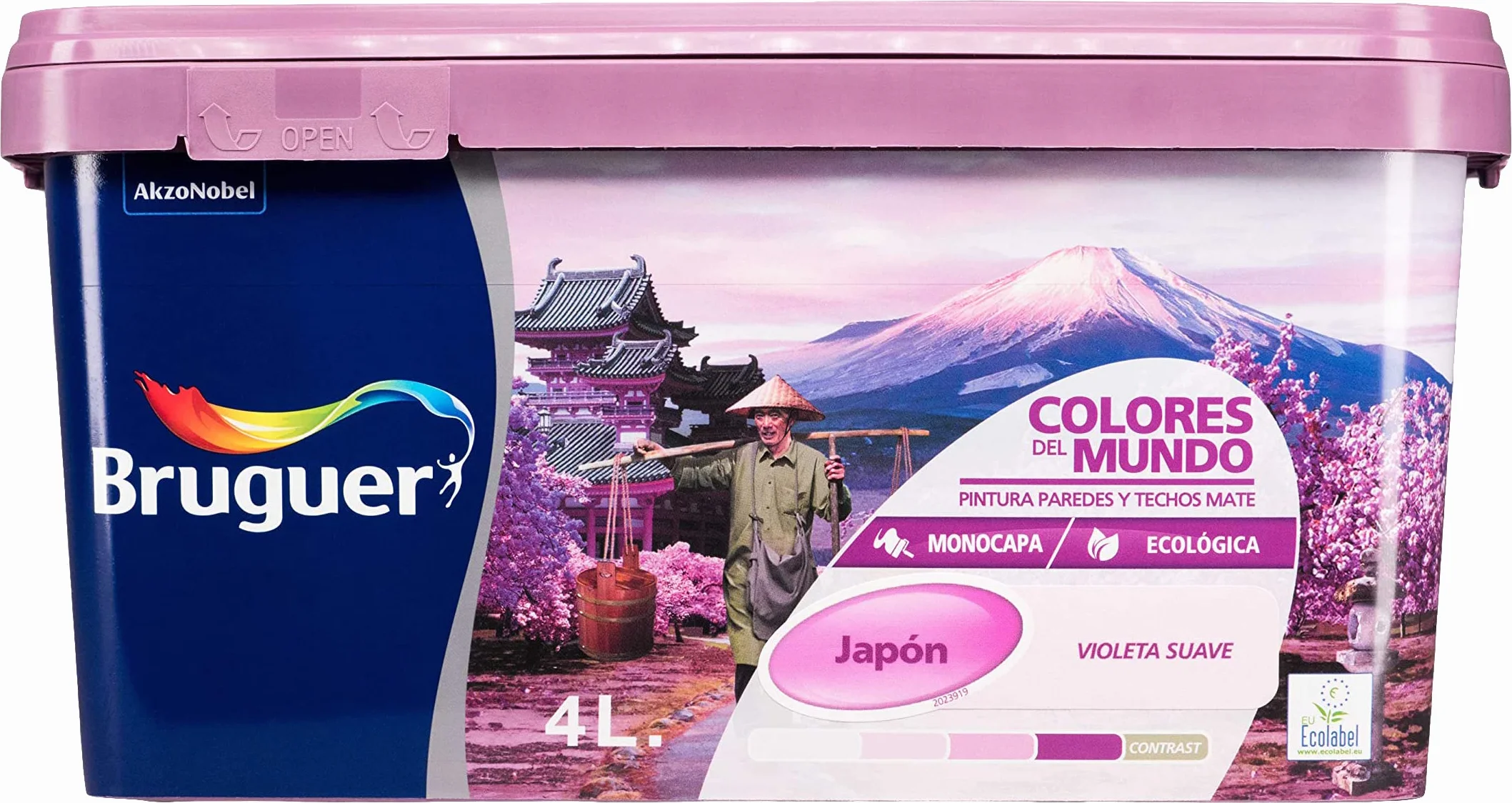 Bruguer Colores del Mundo, Pintura acrilica para paredes monocapa Japón Violeta Suave 4 L