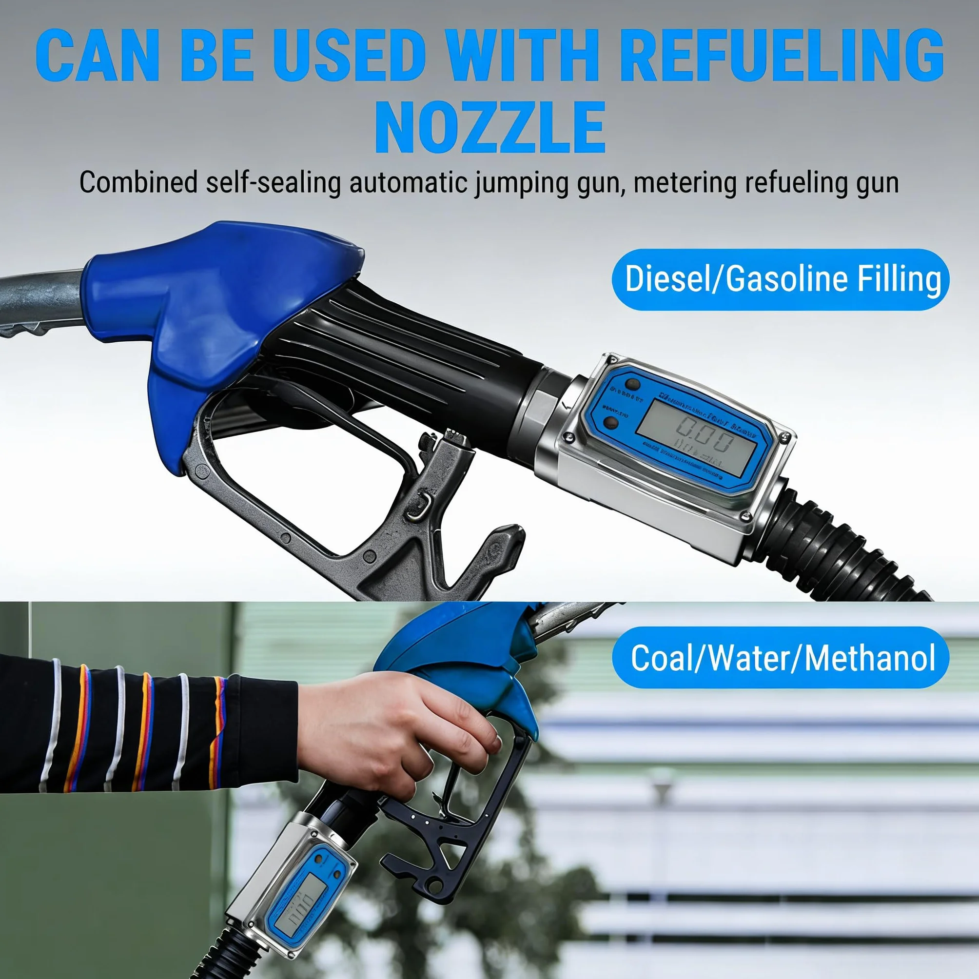15-120L 1" NPT Medidor Flujo Agua de Turbina Digital, Medidor de Caudal de Combustible con Pantalla LCD, NPT 15-120 l/min, Medidor de Caudal de Turbina de 1 Pulgada, para Diésel Queroseno y Gasolina