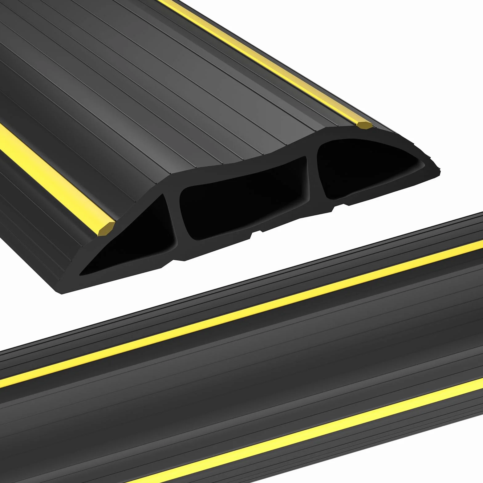 AGPTEK 2.3M Canaleta Pasacables de Suelo, Protector de Cables para Suelo, Ideal para el Hogar, la Oficina, Lugar de Trabajo, Almacén, Conciertos - Color Negro y Amarillo