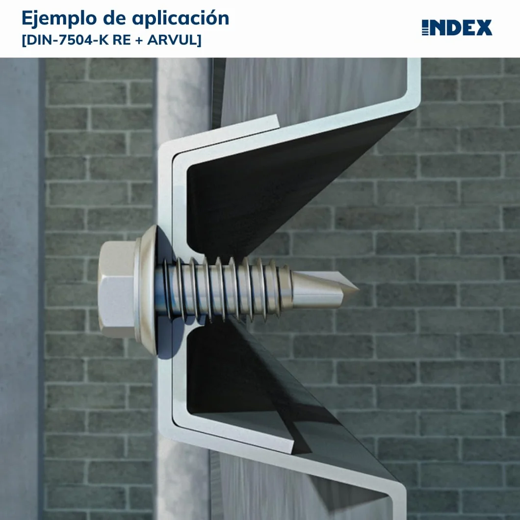 Index ARE166320 - Tornillo punta broca reducida cabeza hexagonal 8 mm con arandela P-16 EPDM zincado 6,3 x 20