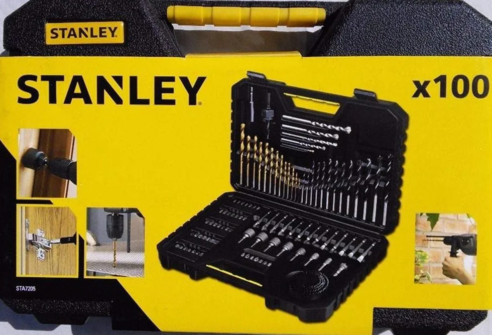 STANLEY Juego de 100 Piezas para Taladrar y Atornillar, Brocas para Madera, Metal, Albañilería, Puntas Destornillador, Incluye Estuche Robusto, STA7205-XJ