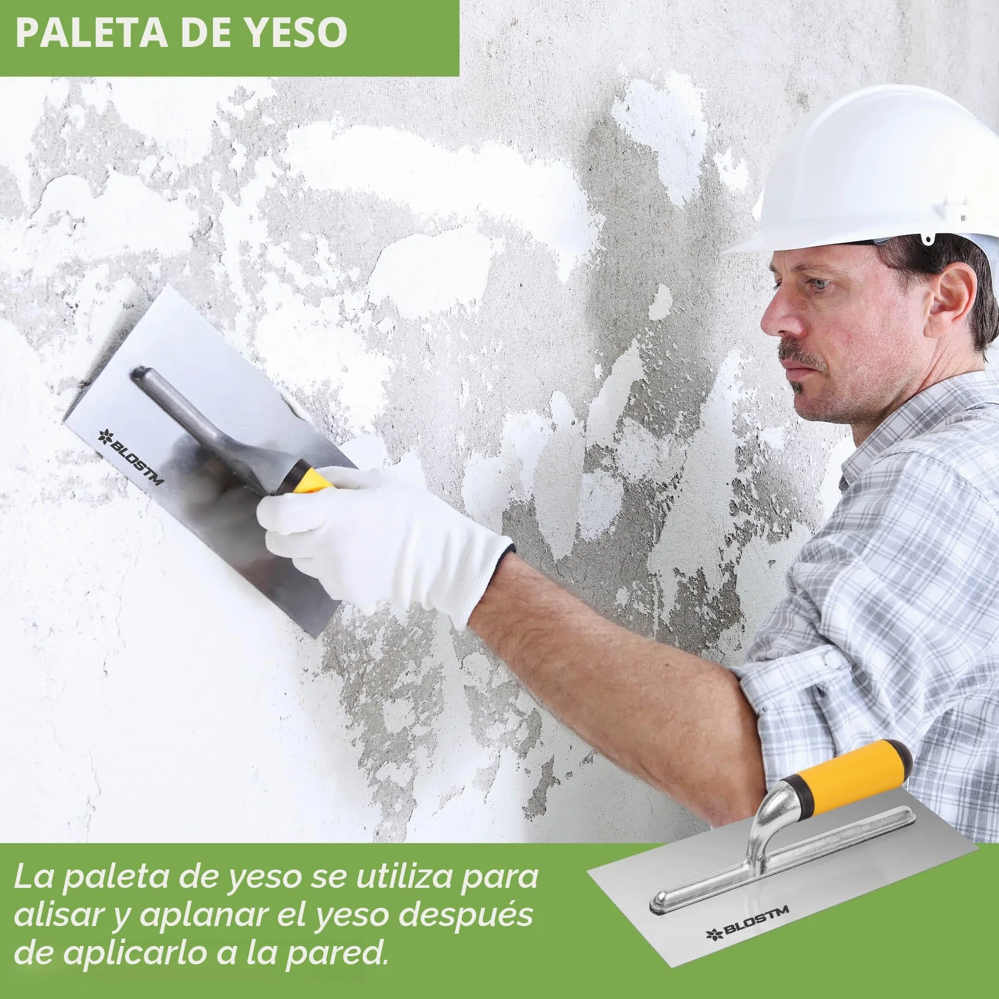 BLOSTM Juego de 5 Paleta Albañil - Pastera Albañil, Paleta de Señalar, de Medición, de Ladrillo, de Yeso - Acero al Carbono Duradero - Asas de Agarre Suave (5 Piezas)
