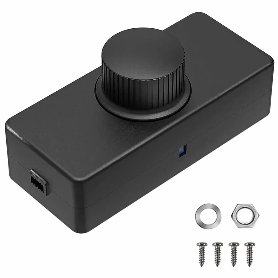 TECHZOCO Potenciómetro regulador de luz con Interruptor, Dimmer LED, Interruptor regulador intensidad, Atenuador de luz, Apto para 220-240VAC/50hz, Potencia ajustable: 3-100W, Conexión por tornillo