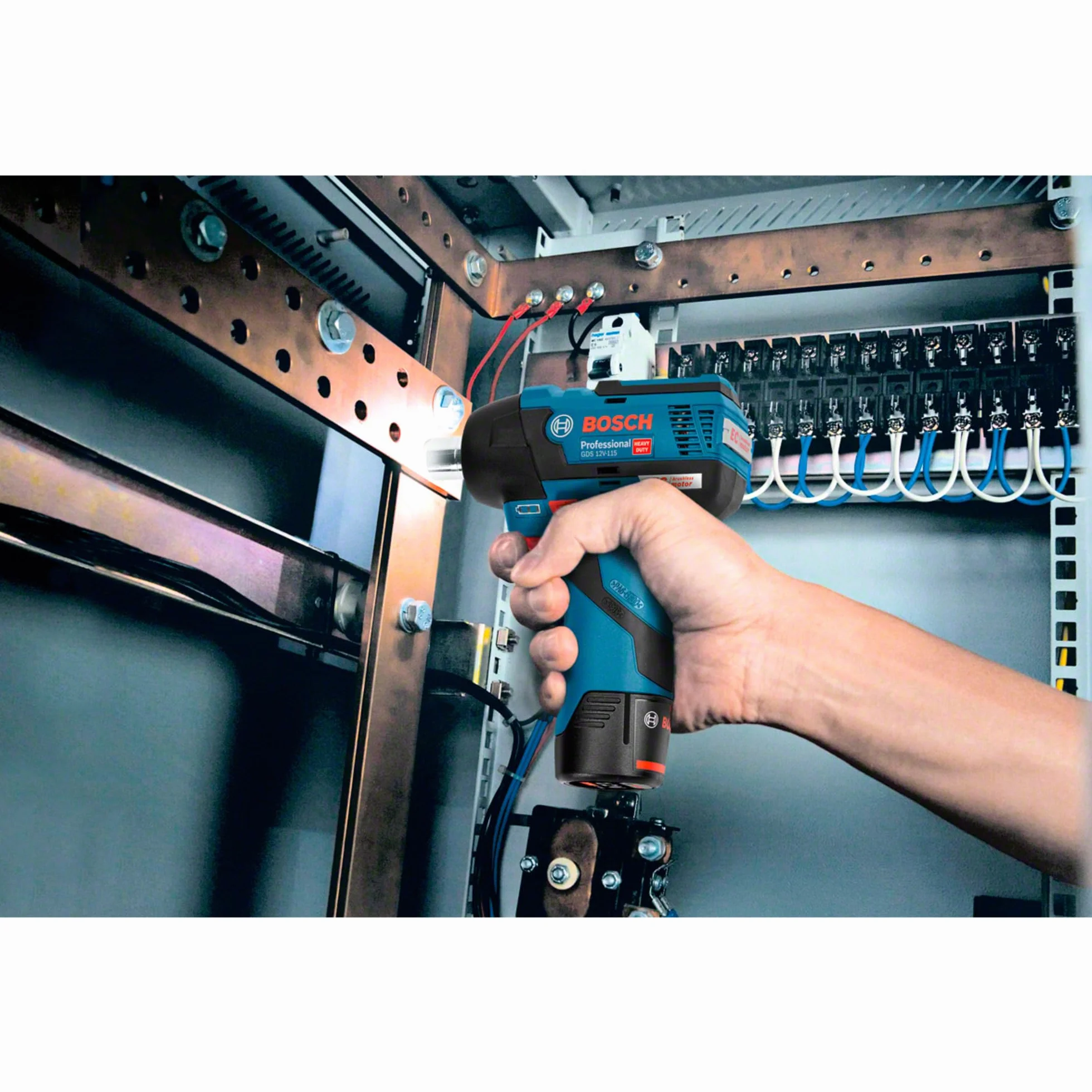 Bosch Professional 12V System atornillador de impacto a batería GDS 12V-115 (par de apriete máx. 115 Nm, fuerza de impacto 0-3100 ipm, incl. bandeja para L-BOXX, sin batería/cargador)