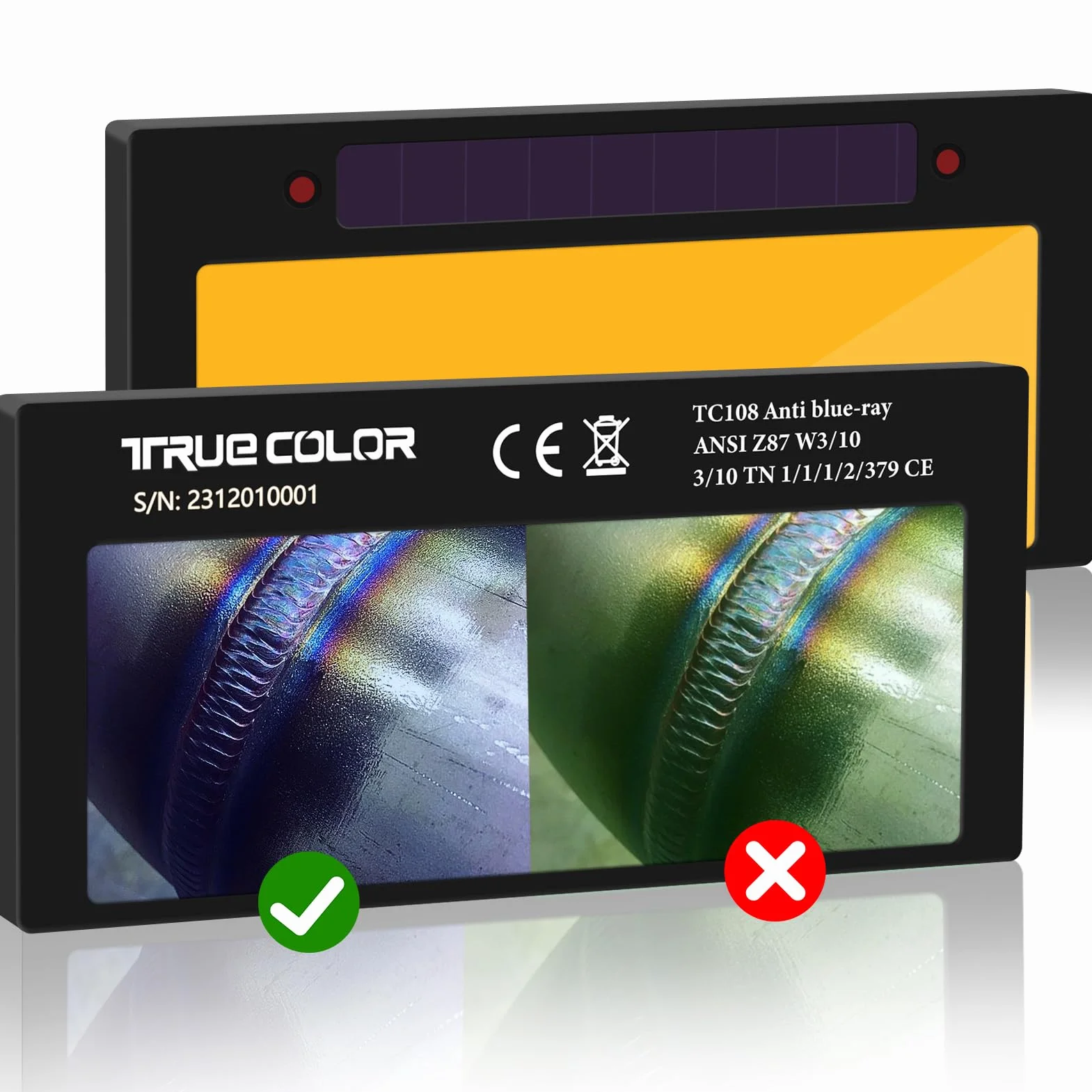Pantalla de lente de soldadura dorada 2x4 1/4 10